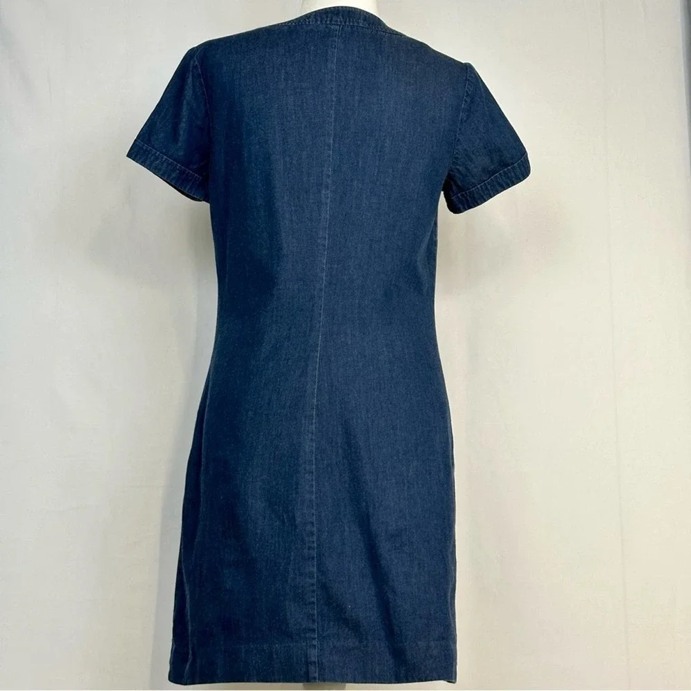 Trina Turk Denim Shift Tunic Dress 100% Cotton Short Sleeve - Size Small - Picture 2 of 6